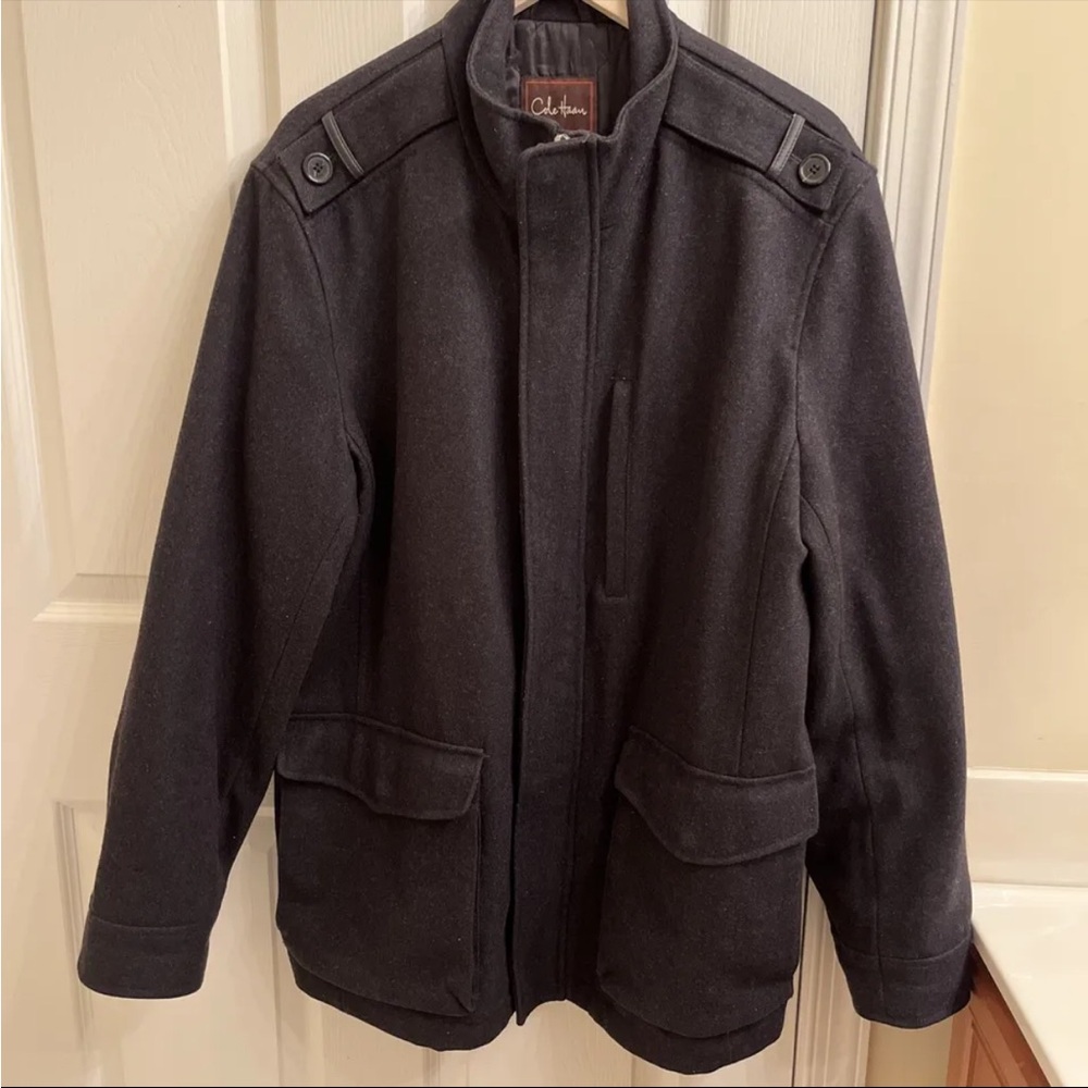 Cole Haan Mens Gray Wool Blend Coat Size L